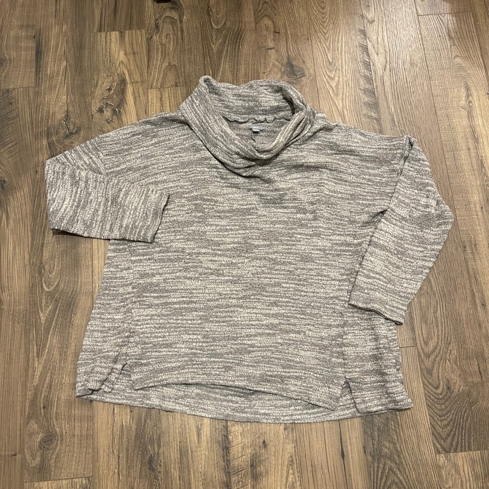 Aerie Womens XXL Grey Marled Cowl Neck Oversized Knit Pullover Sweater 9371
